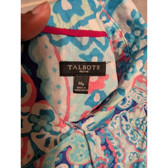Talbots Classic Cotton Shirt - LayeredPaisley  Long Sleeve Button Up Shirt Sz M - Picture 6 of 13
